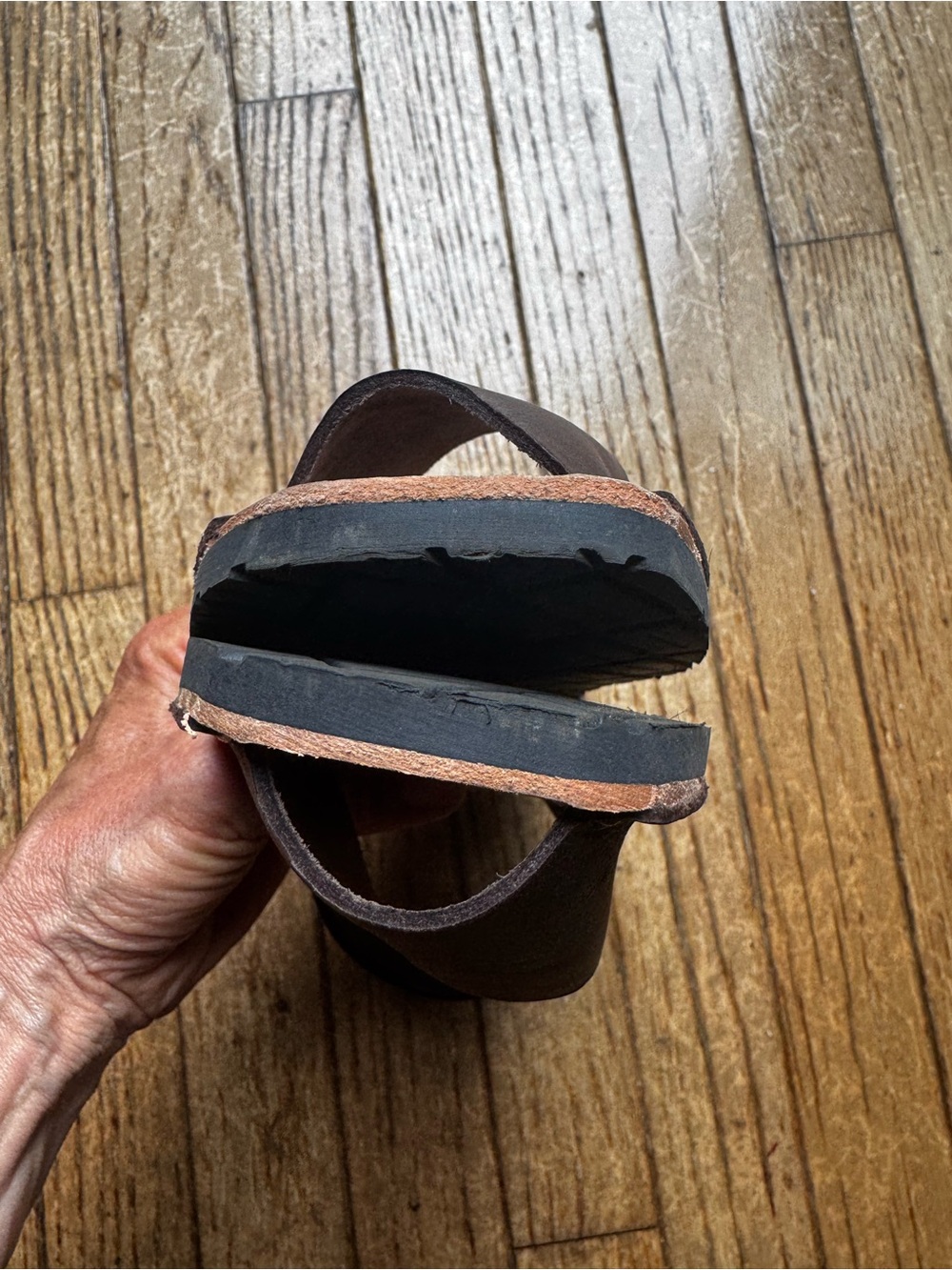Pons Dark Brown Leather Slingback Sandals - Picture 5 of 6